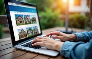 A couple sits with a real estate agent at a table, reviewing documents and asking questions.